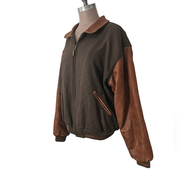 Golden Bear Vintage Men’s Varsity Bomber Loden Stripe Knit Jacket Size Large - Picture 5 of 17